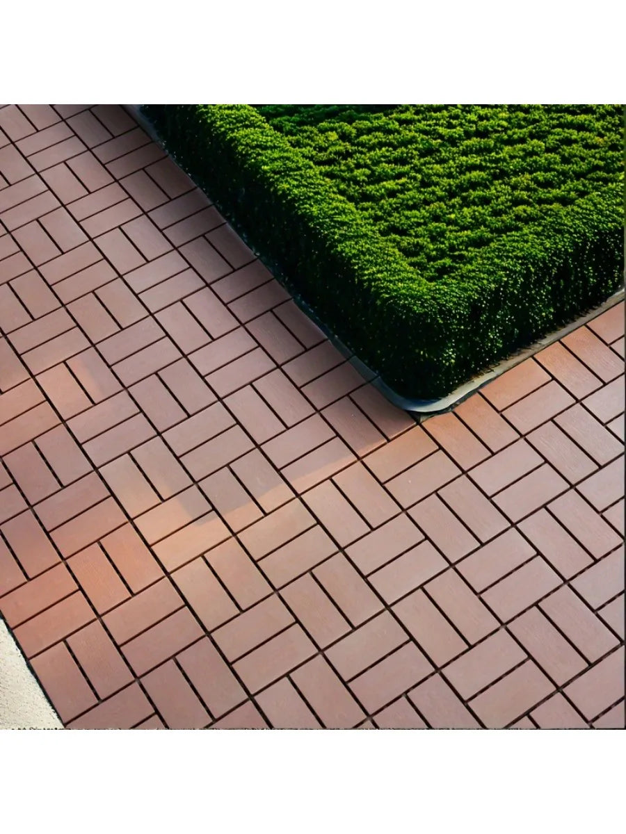 44-Piece Pack of Plastic Lock Floor Tiles, Lock Terrace Tiles, Ideal for Garden, Walkway, Balcony, Patio and Porch Decor