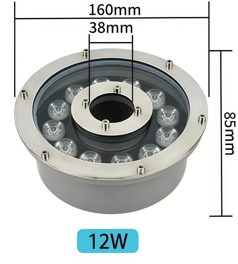 Fountain Light Colorful Underwater Light Waterfall Fountain LED Waterproof IP68 6W/9W/12W Swimming Pool Landscape Lamp 12V/24V