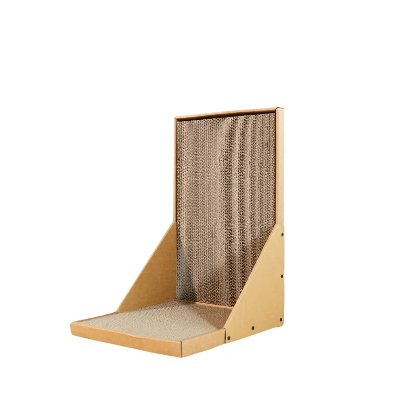 Cardboard Scratching Post for Indoor Cats, 26.8 Inch L-Shaped Vertical Scratching Post with Catnip, Large Scratching Post