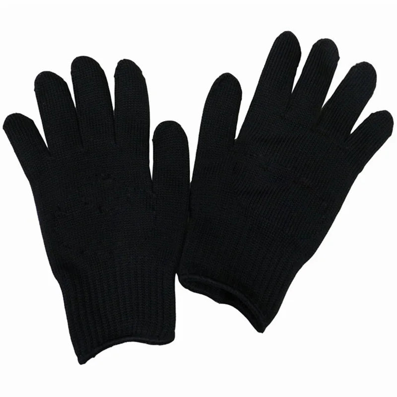 1Pair Black Level 5 Anti-cut Glove Safety Cut Proof Stab Resistant Wire Metal Work Gloves Garden Kitchen Household Safety Gloves