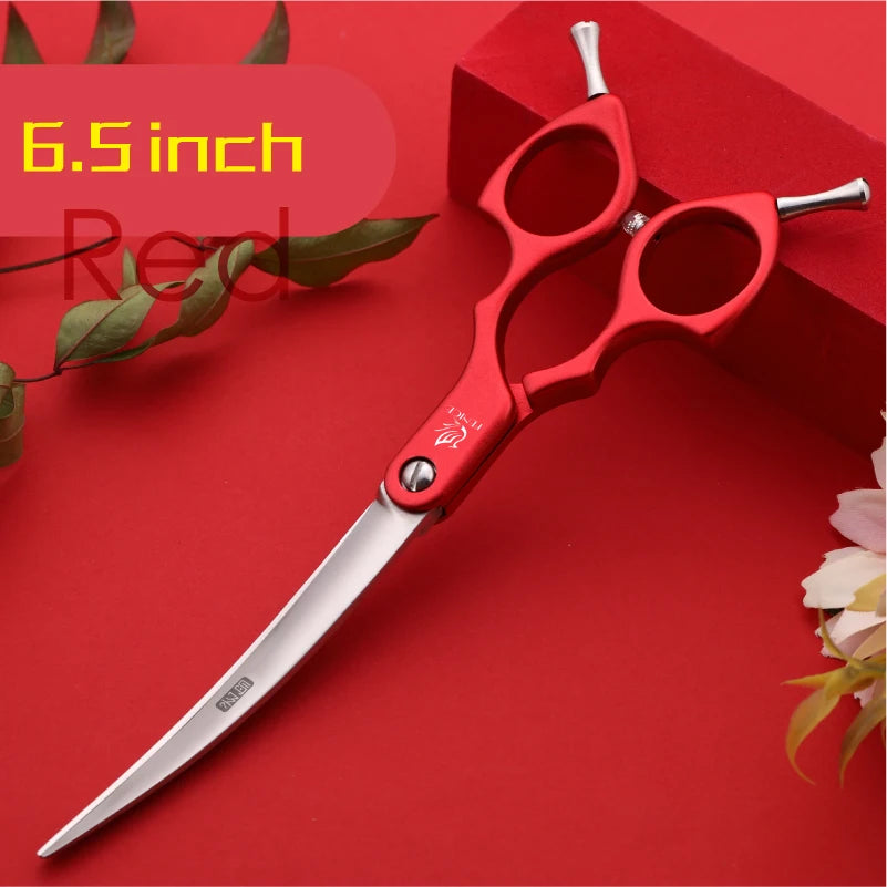 Fenice 6.0/6.5/7 Inch Professional Dog Grooming Scissors Curved Japan 440C Shear with High Quality Alloy Handle aseo de mascotas