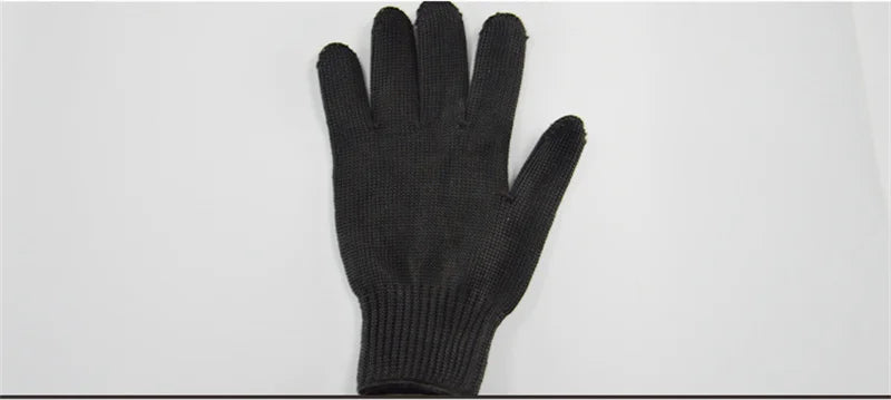 1Pair Black Level 5 Anti-cut Glove Safety Cut Proof Stab Resistant Wire Metal Work Gloves Garden Kitchen Household Safety Gloves