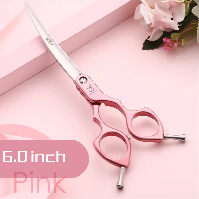 Fenice 6.0/6.5/7 Inch Professional Dog Grooming Scissors Curved Japan 440C Shear with High Quality Alloy Handle aseo de mascotas