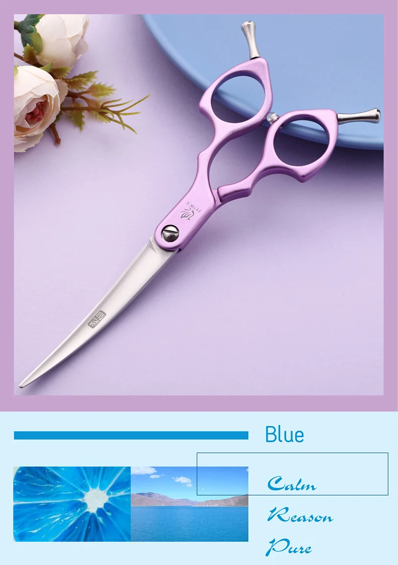 Fenice 6.0/6.5/7 Inch Professional Dog Grooming Scissors Curved Japan 440C Shear with High Quality Alloy Handle aseo de mascotas