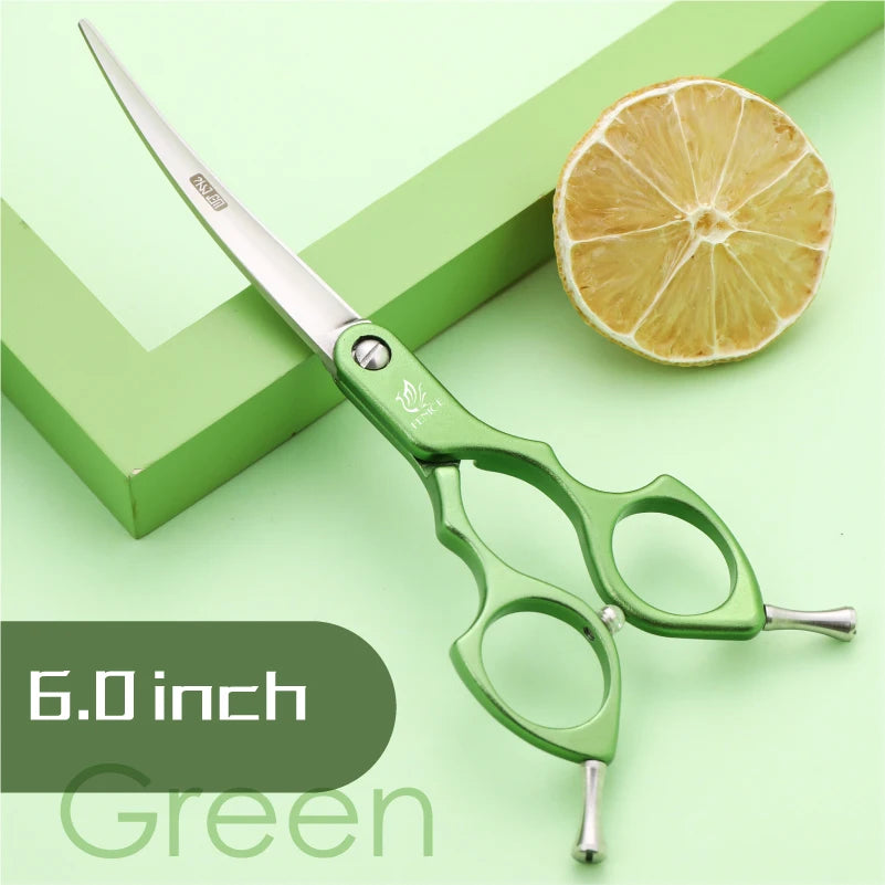 Fenice 6.0/6.5/7 Inch Professional Dog Grooming Scissors Curved Japan 440C Shear with High Quality Alloy Handle aseo de mascotas