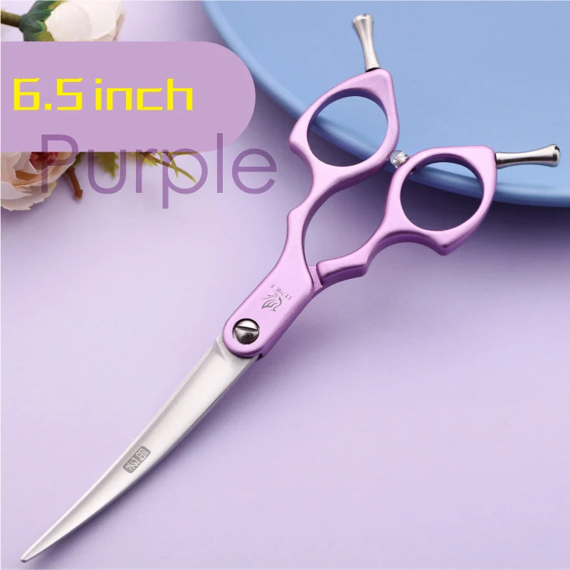 Fenice 6.0/6.5/7 Inch Professional Dog Grooming Scissors Curved Japan 440C Shear with High Quality Alloy Handle aseo de mascotas