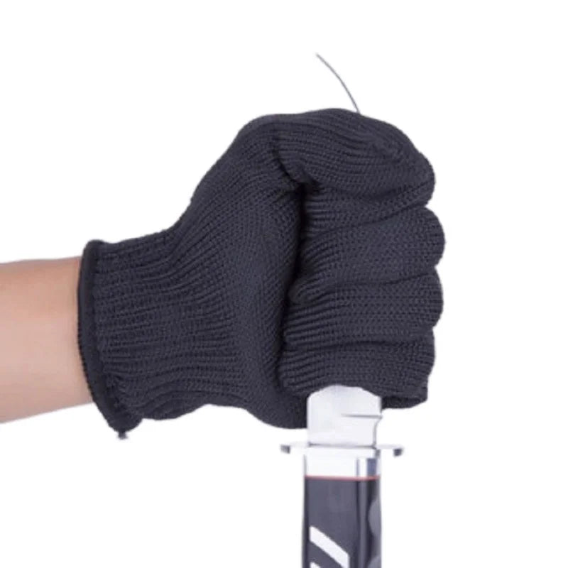 1Pair Black Level 5 Anti-cut Glove Safety Cut Proof Stab Resistant Wire Metal Work Gloves Garden Kitchen Household Safety Gloves