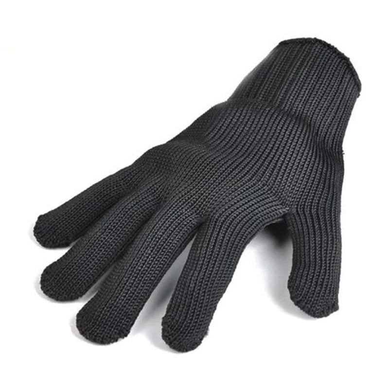 1Pair Black Level 5 Anti-cut Glove Safety Cut Proof Stab Resistant Wire Metal Work Gloves Garden Kitchen Household Safety Gloves