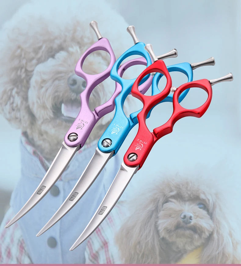 Fenice 6.0/6.5/7 Inch Professional Dog Grooming Scissors Curved Japan 440C Shear with High Quality Alloy Handle aseo de mascotas