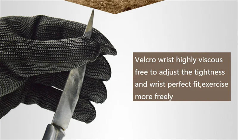 1Pair Black Level 5 Anti-cut Glove Safety Cut Proof Stab Resistant Wire Metal Work Gloves Garden Kitchen Household Safety Gloves