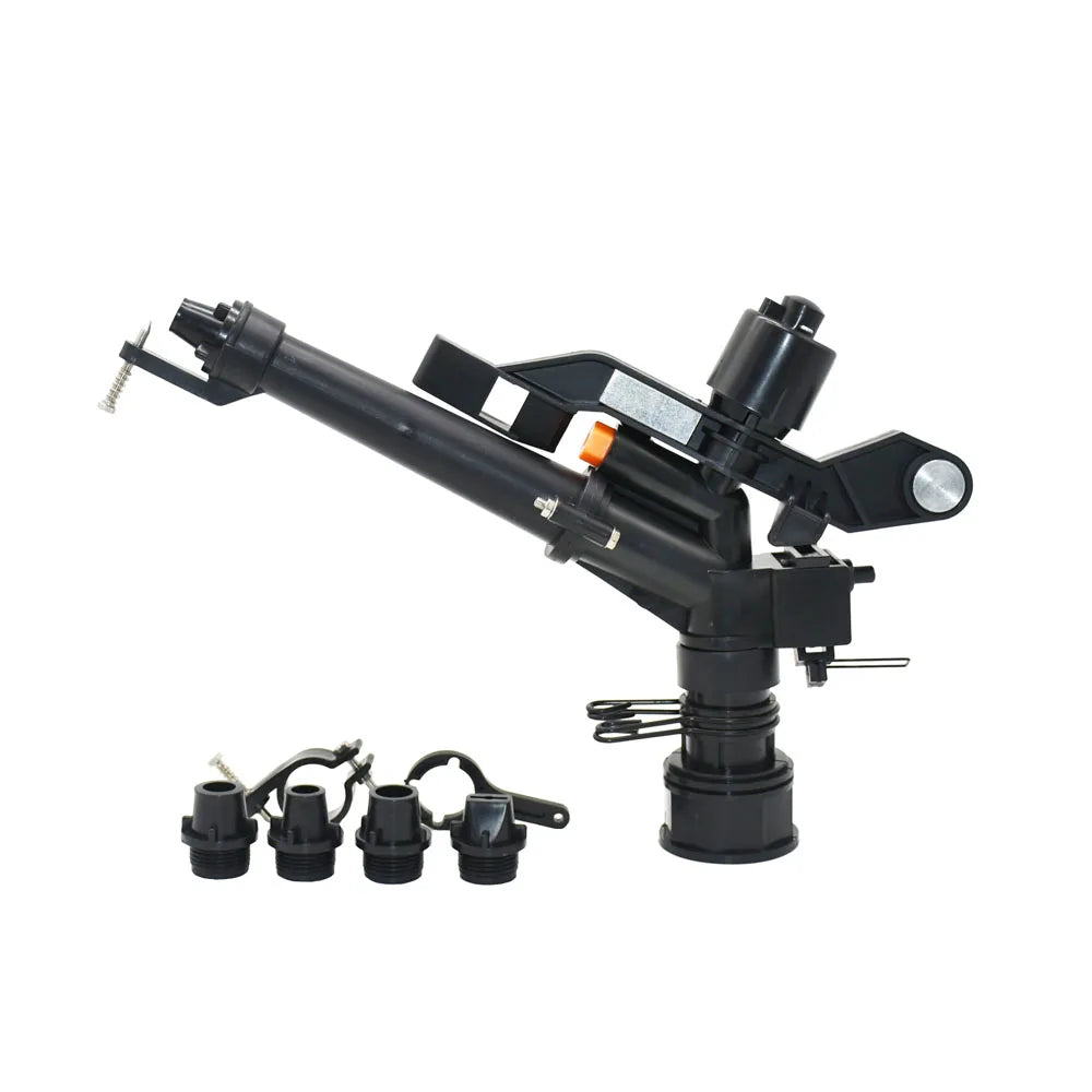 Garden Irrigation 1.5 Inch Female Thread Long Spray Distance Sprinkler With 4pcs Nozzles Head Big Covering Range Watering Gun