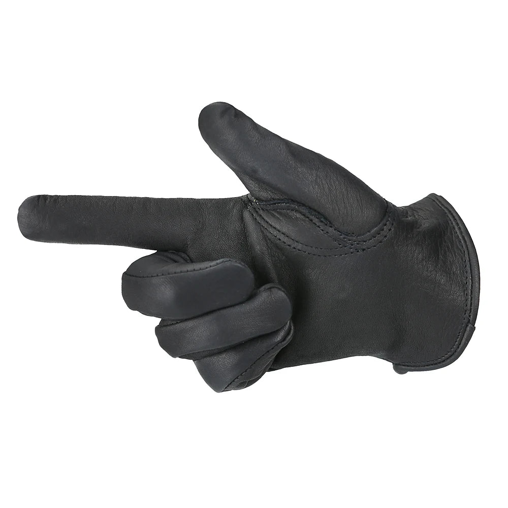 Black Work Gloves Leather Gardening Motorcycle Cowhide Grain Leather Safety Working Glove Men&Women