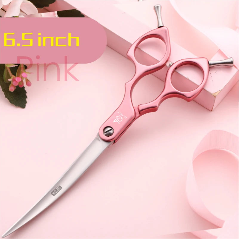 Fenice 6.0/6.5/7 Inch Professional Dog Grooming Scissors Curved Japan 440C Shear with High Quality Alloy Handle aseo de mascotas