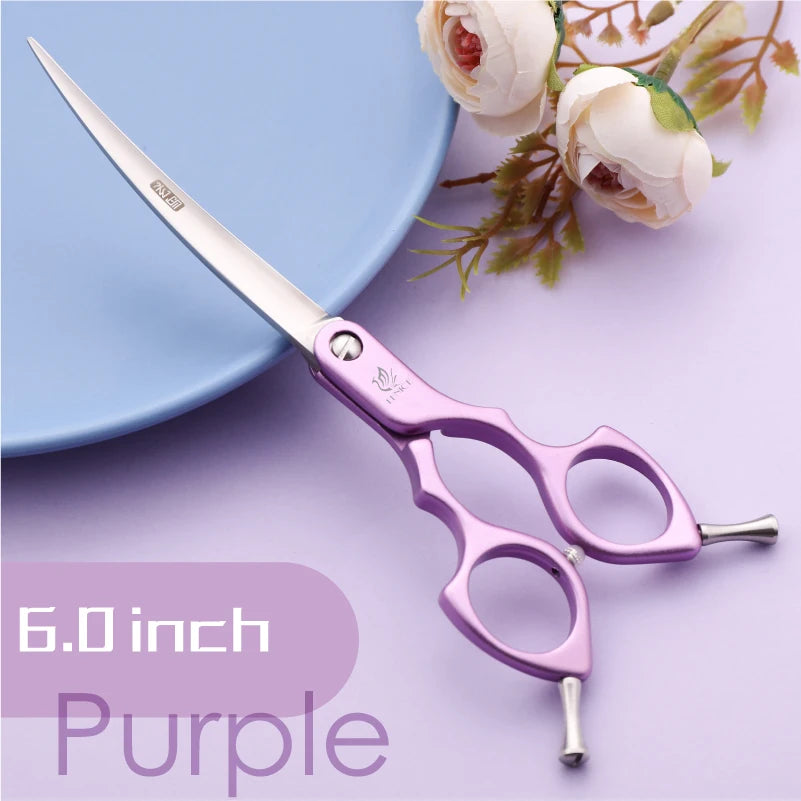 Fenice 6.0/6.5/7 Inch Professional Dog Grooming Scissors Curved Japan 440C Shear with High Quality Alloy Handle aseo de mascotas