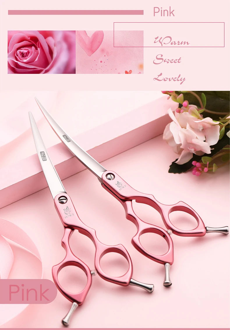 Fenice 6.0/6.5/7 Inch Professional Dog Grooming Scissors Curved Japan 440C Shear with High Quality Alloy Handle aseo de mascotas
