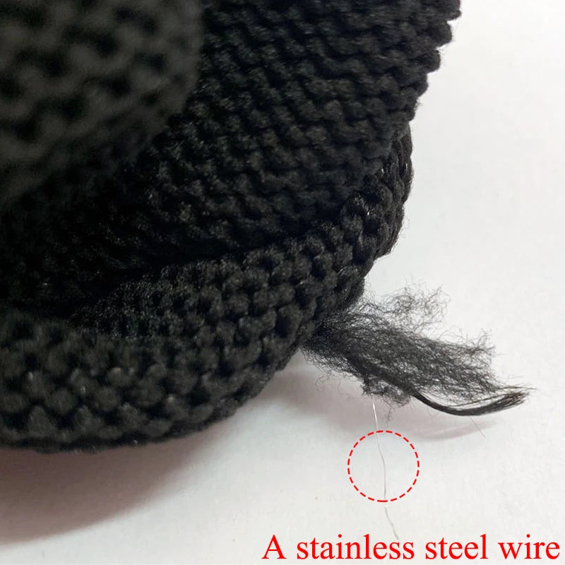 1Pair Black Level 5 Anti-cut Glove Safety Cut Proof Stab Resistant Wire Metal Work Gloves Garden Kitchen Household Safety Gloves