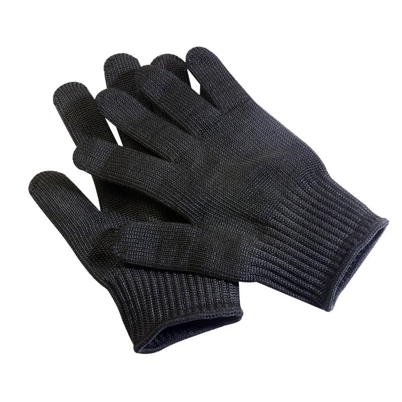1Pair Black Level 5 Anti-cut Glove Safety Cut Proof Stab Resistant Wire Metal Work Gloves Garden Kitchen Household Safety Gloves