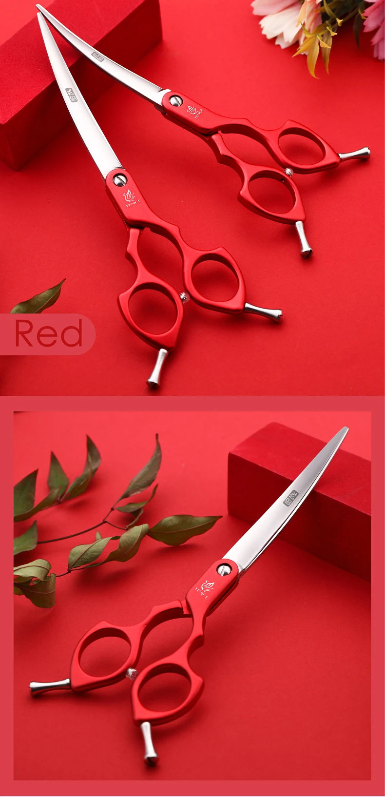 Fenice 6.0/6.5/7 Inch Professional Dog Grooming Scissors Curved Japan 440C Shear with High Quality Alloy Handle aseo de mascotas