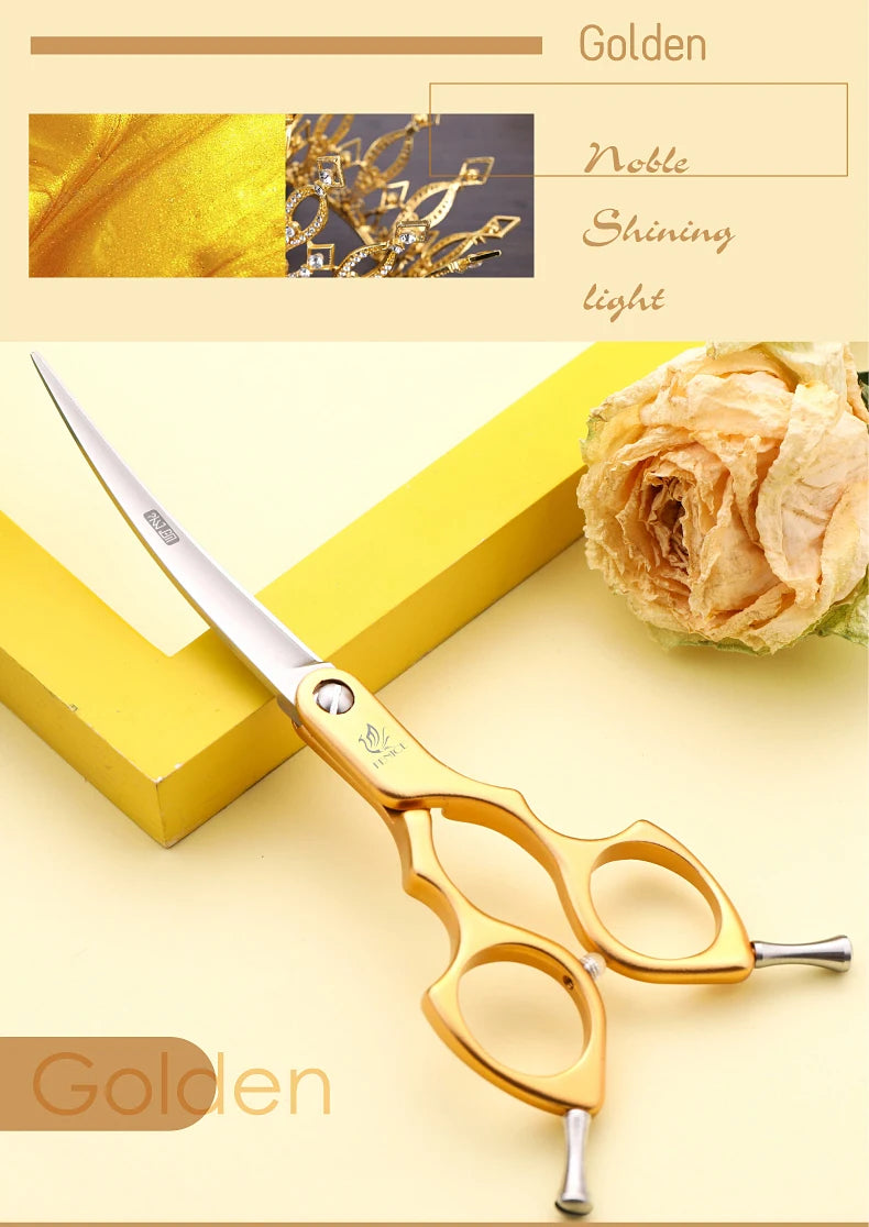 Fenice 6.0/6.5/7 Inch Professional Dog Grooming Scissors Curved Japan 440C Shear with High Quality Alloy Handle aseo de mascotas