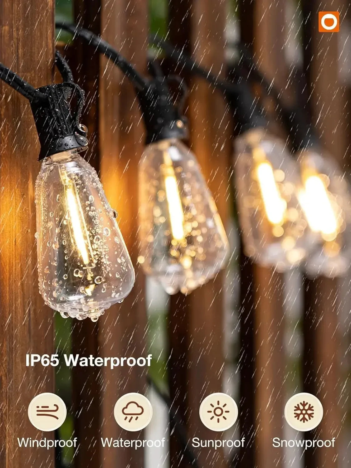 200FT LED Outdoor String Lights Dimmable Waterproof ST38 LED Shatterproof Bulbs Outside Hanging Light for Porch Garden Decor