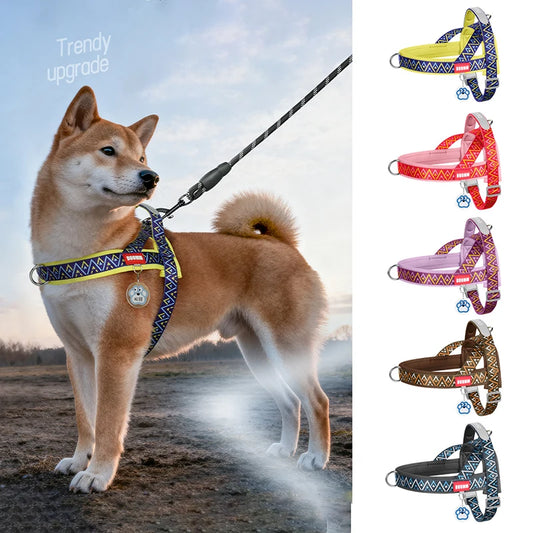 No Pull Step in Dog Harness with Soft Padded Adjustable Reflective Quick Fit Fashion Printed Pet Harness Arnés Perro Mediano