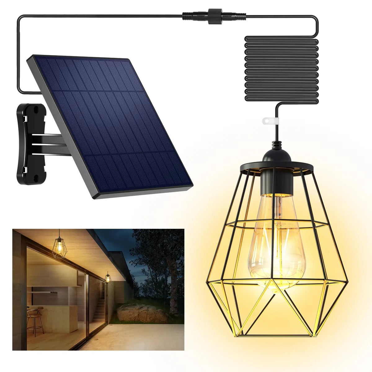 Intelamp 4000mah Solar Pendant Lights Solar Shed Hanging Lights Indoor & Outdoor Waterproof For Garden Terrace Balcony Pavilion