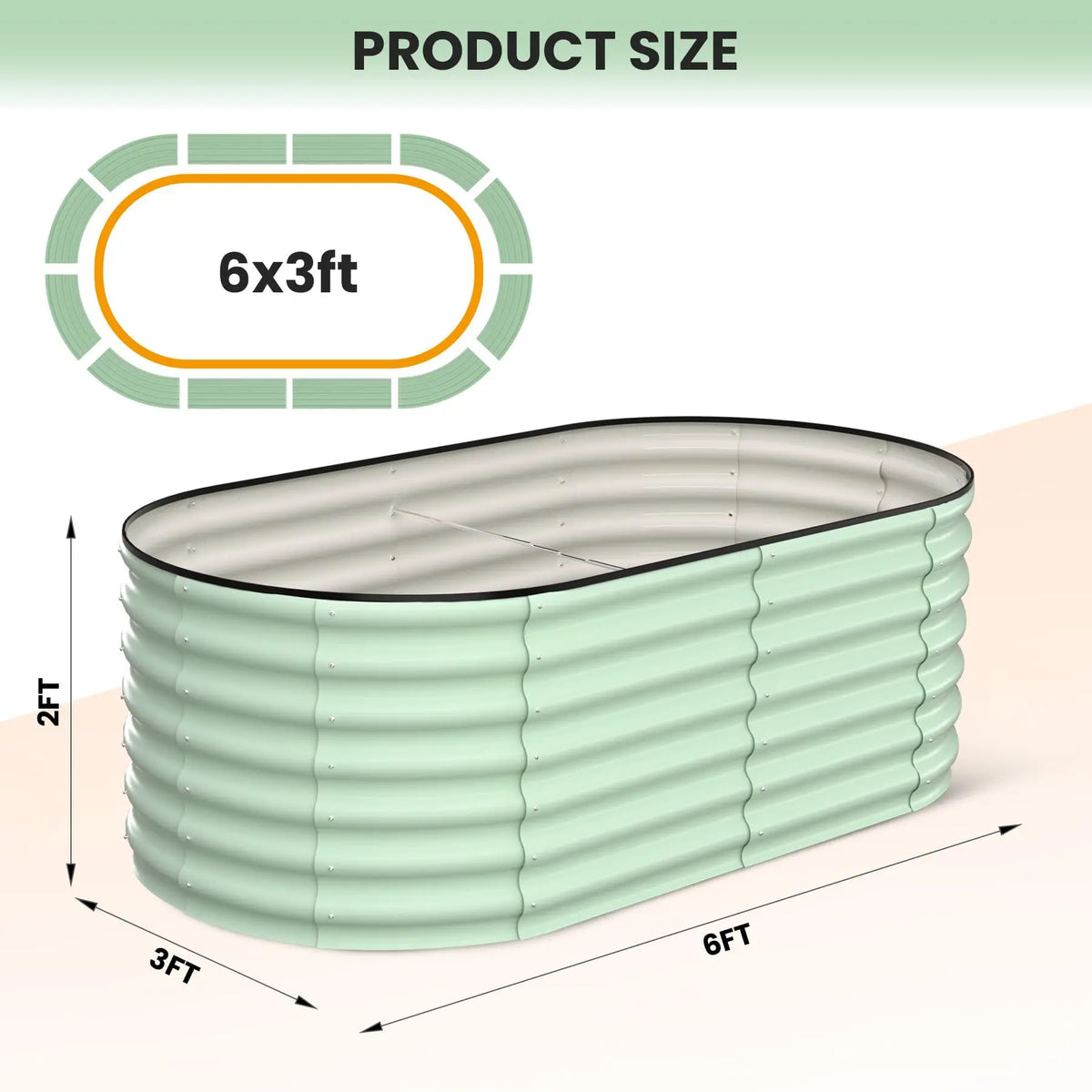 2-Pack Oval Galvanized Steel Raised Garden Bed Open Base Safety Edge Metal Planter Box Raised Beds for Vegetables Flowers Herbs