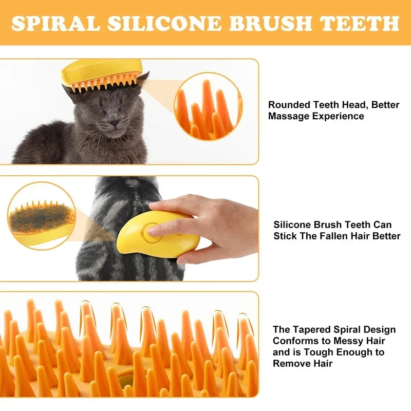 Pet Steam Brush Cat Dog Cleaning Steamy Spray Massage Beauty Comb 3 in 1 Hair Removal Grooming Supplies Pets Accessories