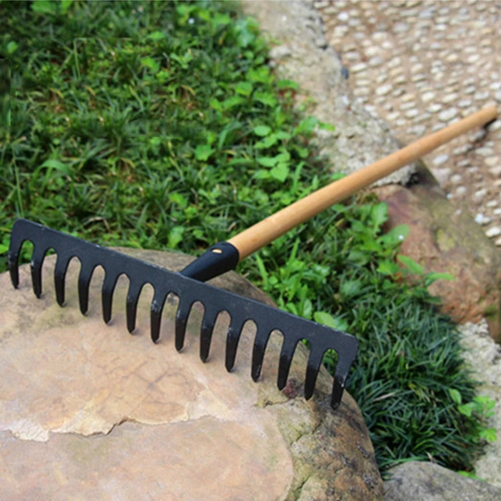 Farming Rake Stainless Steel Rake 14-Tooth Hay Deciduous Rake Pine Soil Rake Garden Gardening Tools Agricultural Farm Tools jardineria herramienta rastrillo jardin garden tools jardineria herramienta