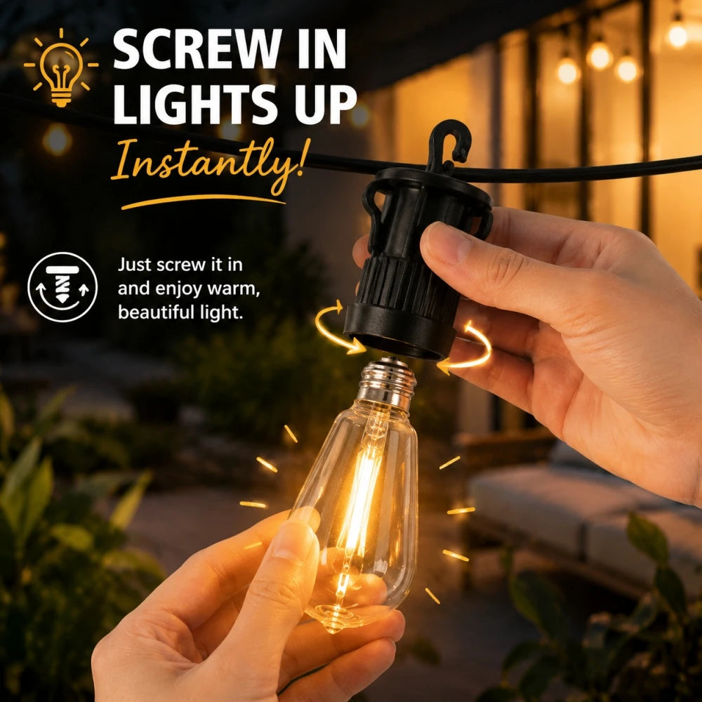 PET S14 LED String Light Bulbs E12 Base Shatterproof Plastic Bulbs 220V EU Plug Outdoor Patio Garden Lights Warm White 2700K