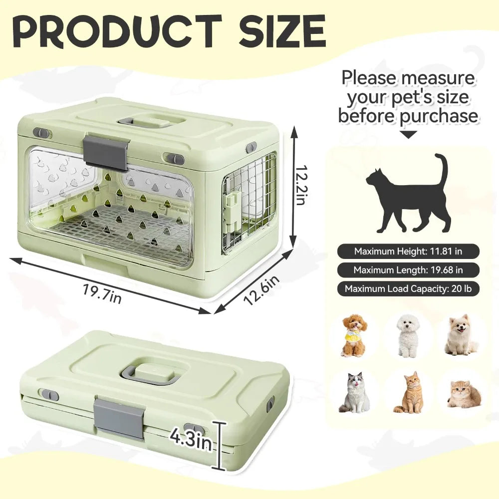 Portable Cat Carrier Pet Airline Crat Foldable Cat Kennel Dog Suitcase Outdoor Car Carry Box Dog Crate for Small Dog Pet Carrier