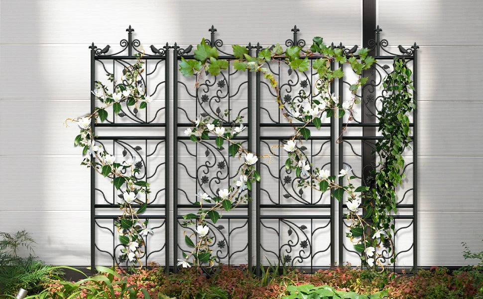 Metal Garden Trellis Tall Plant Climbing Fence for Vegetables Grapes and Flowers