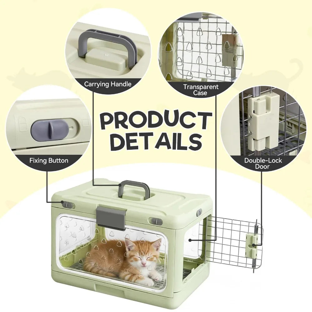 Portable Cat Carrier Pet Airline Crat Foldable Cat Kennel Dog Suitcase Outdoor Car Carry Box Dog Crate for Small Dog Pet Carrier