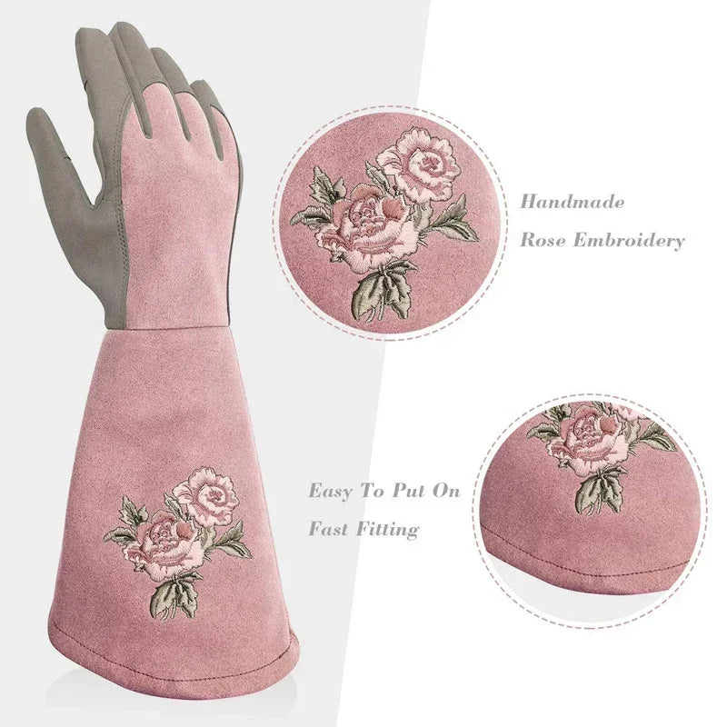 Professional Garden Rose Pruning Thorn-Proof Gloves Printed Gardening Trimming Labor Protection Long Gloves Hands Protector