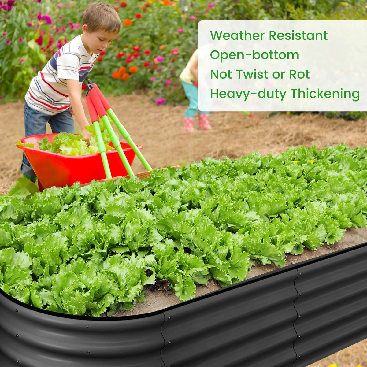 2-Pack Oval Galvanized Steel Raised Garden Bed Open Base Safety Edge Metal Planter Box Raised Beds for Vegetables Flowers Herbs