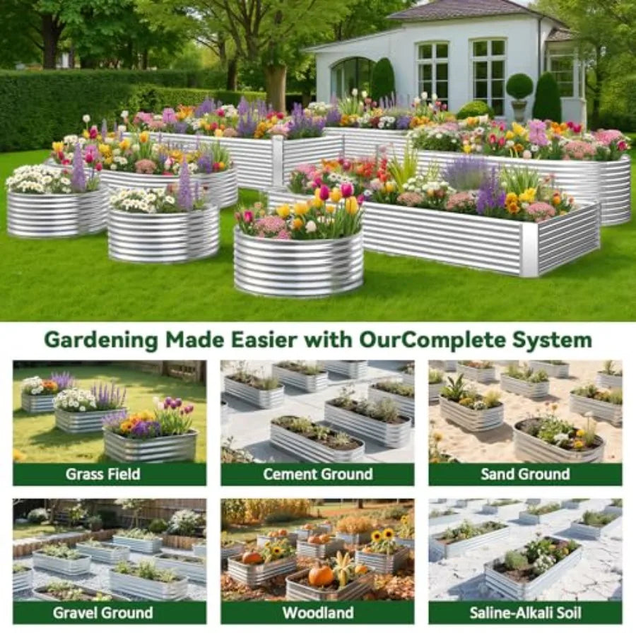 4 Pack 2x2FT Round Raised Beds for Gardening Corrugated Galvanized Steel Raised Garden Bed Outdoor Metal Above Ground Garden Be