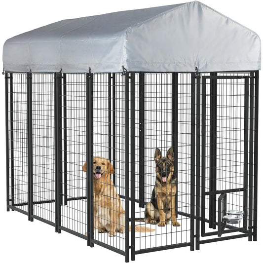 Heavy Duty Large Outdoor Dog Kennel , Escape-Proof Dog Run with Double-Latch Gate, Heat Dissipation Sunshade Cover ，Customized