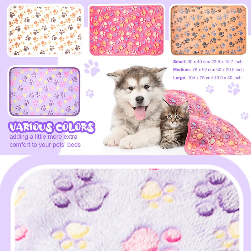 Dog Blankets Cat Soft Fluffy Fleece Pet Blanket Warm Cute Print Design Puppy Kitten Doggy Paw Small