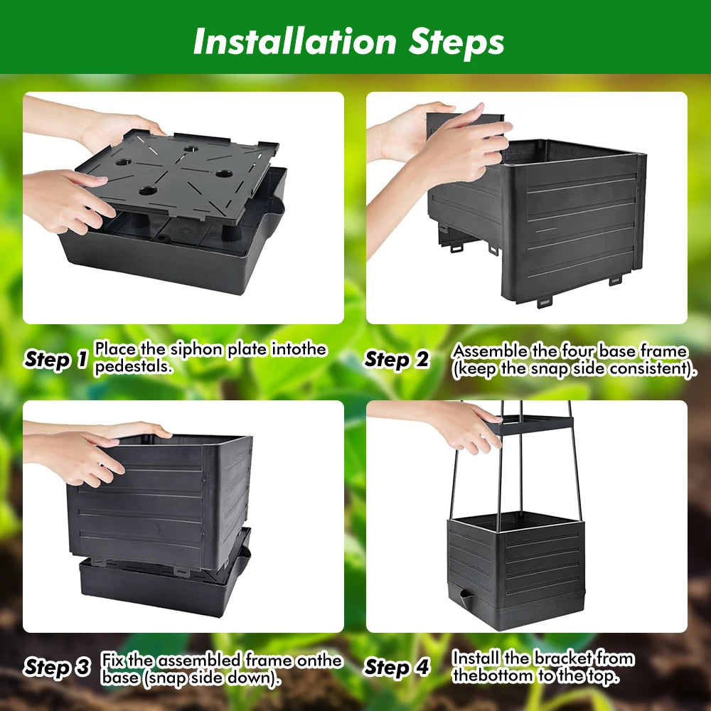 Self Watering Tomato Planter Box with Trellis Support Frame Square Raised Garden Bed Self Irrigation Plant Growing Pot for Vegetable Fruit Flower Patio Balcony