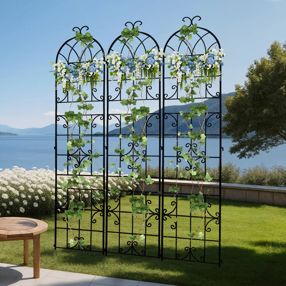 3 Packs Tall Metal Garden Trellis for Climbing Plants Vegetables Vines Rustproof Outdoor Plant Support Fences