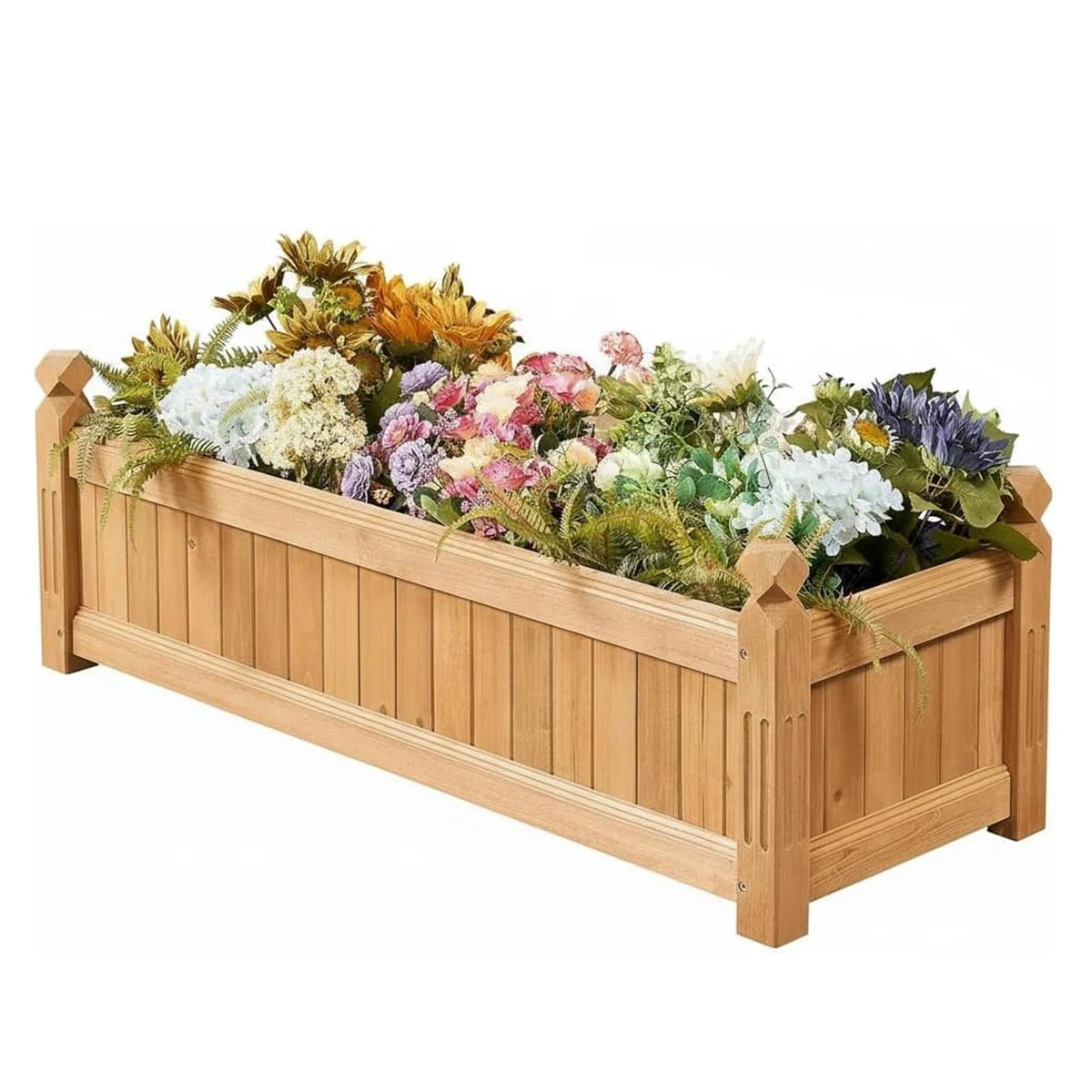 110x40x35cm Reljofum Rectangular Wooden Raised Garden Bed Planter Box | Practical Elevated Planting Bed For Outdoor Use, Supports Growing Multiple Kinds Of Garden Plants