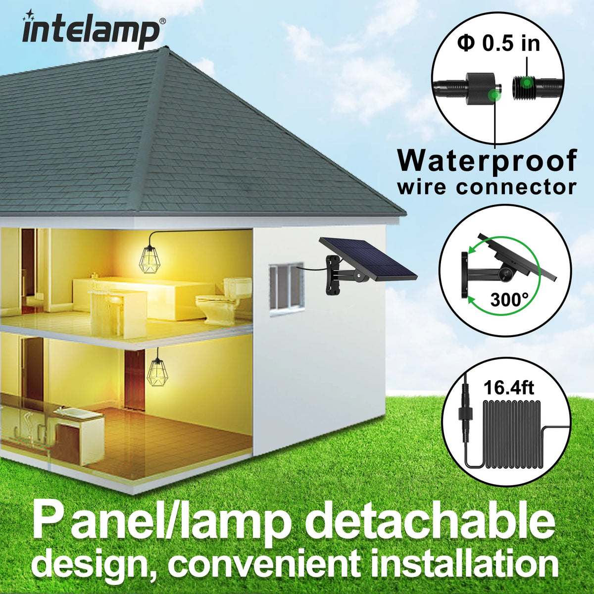 Intelamp 4000mah Solar Pendant Lights Solar Shed Hanging Lights Indoor & Outdoor Waterproof For Garden Terrace Balcony Pavilion