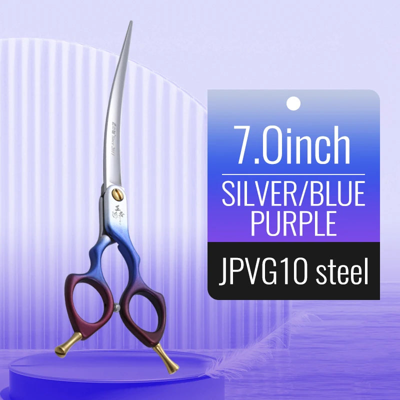 Fenice 6.0/6.5/7 Inch Professional Dog Grooming Scissors Curved Japan 440C Shear with High Quality Alloy Handle aseo de mascotas