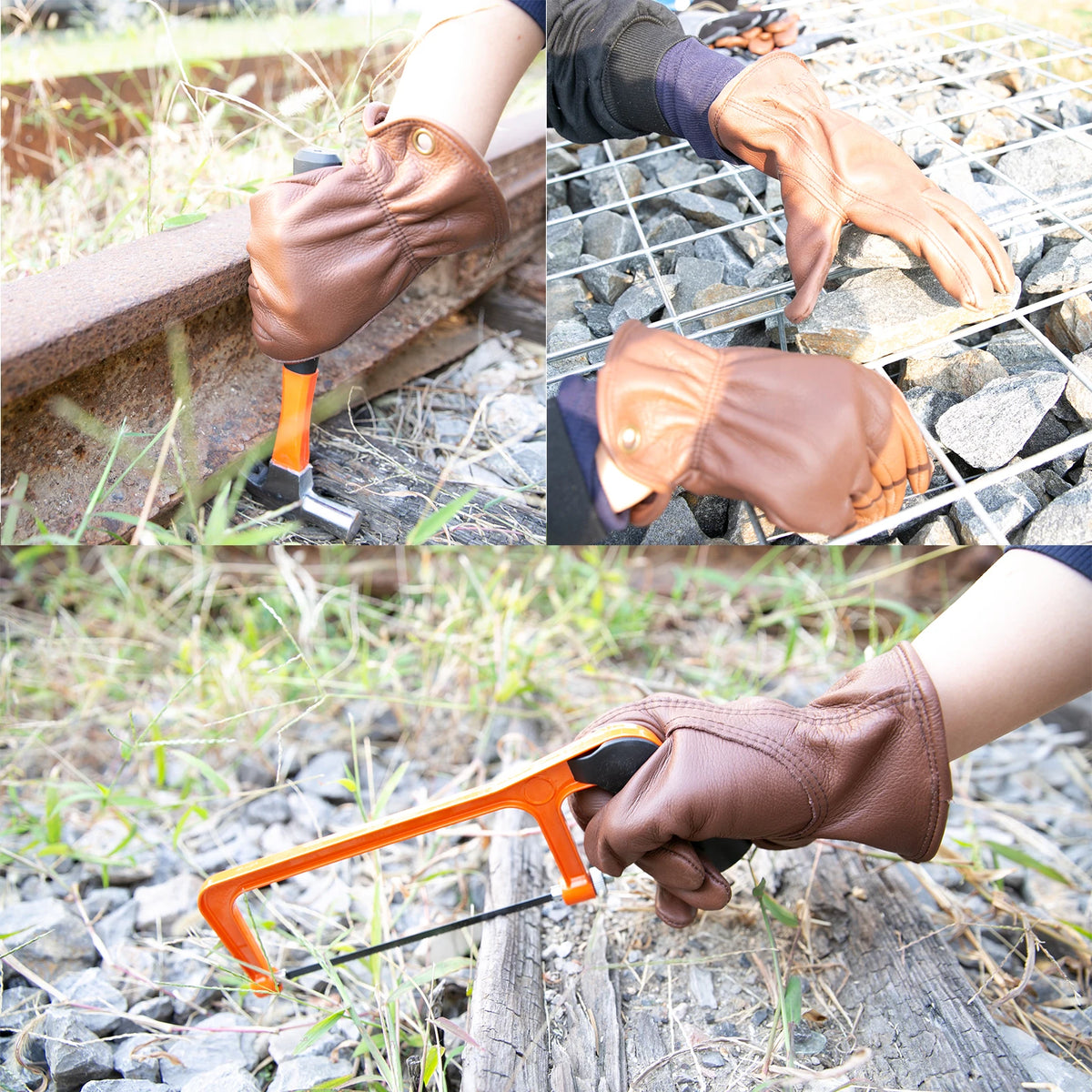 Leather Working Gloves for Gardening,Thornproof Gardening Gloves for Men and Women,Heavy Duty Leather Work Gloves Men