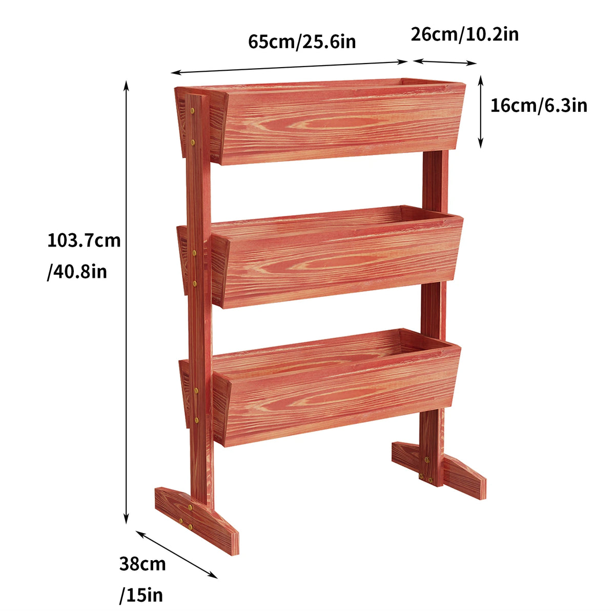 4-Tier Vertical Raised Planter Box Elevated Garden Bed Outdoor Wooden Herb Vegetable Ladder Troughs for Gardening