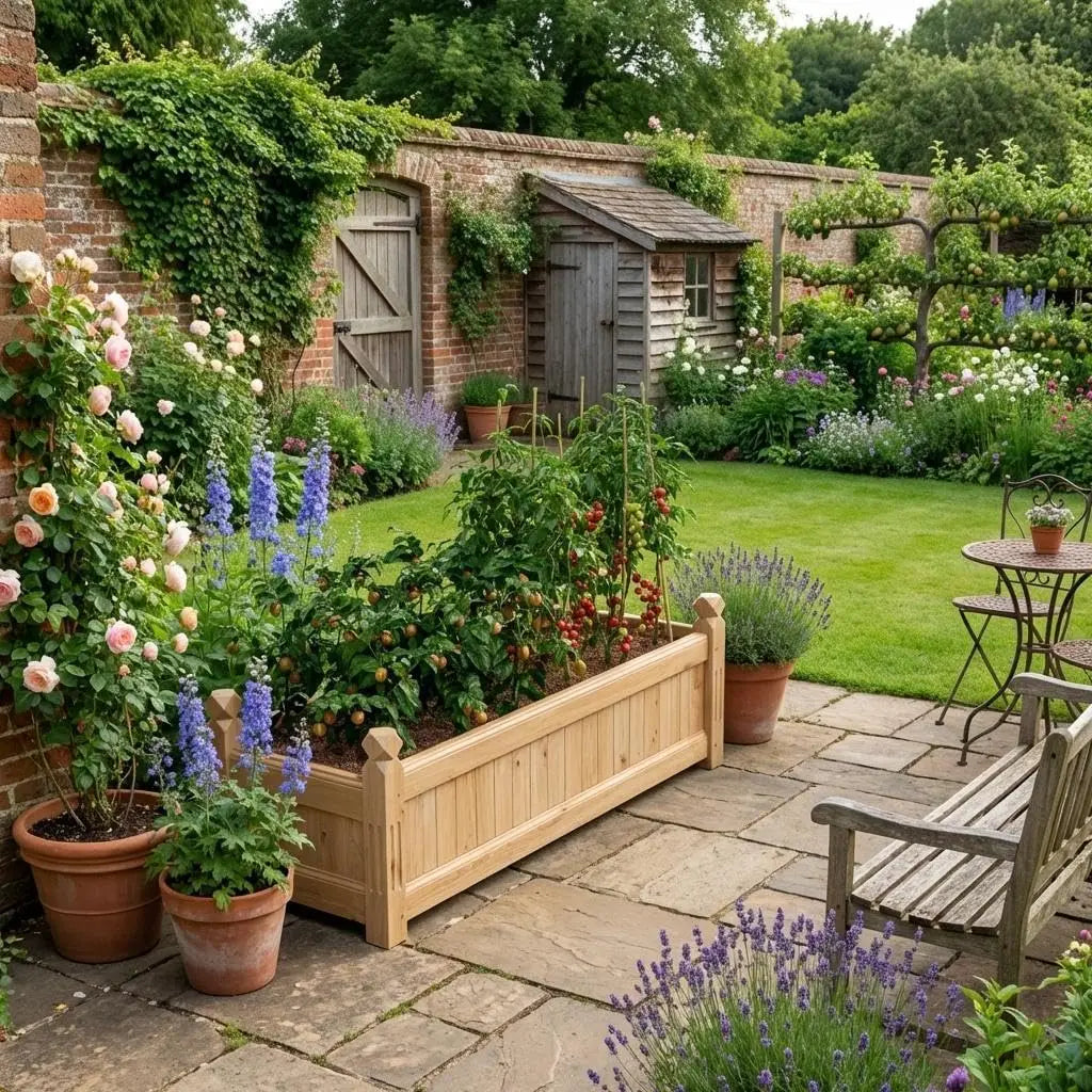 110x40x35cm Reljofum Rectangular Wooden Raised Garden Bed Planter Box | Practical Elevated Planting Bed For Outdoor Use, Supports Growing Multiple Kinds Of Garden Plants