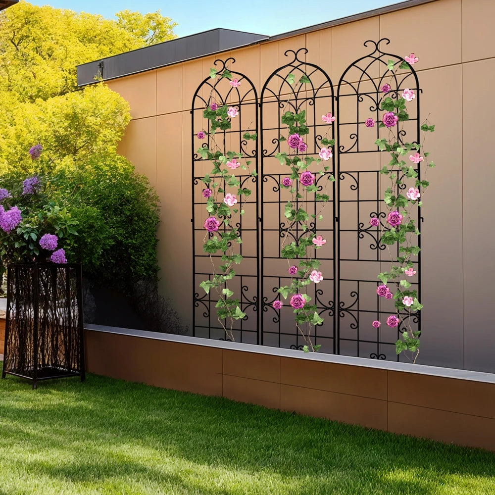 3 Packs Tall Metal Garden Trellis for Climbing Plants Vegetables Vines Rustproof Outdoor Plant Support Fences