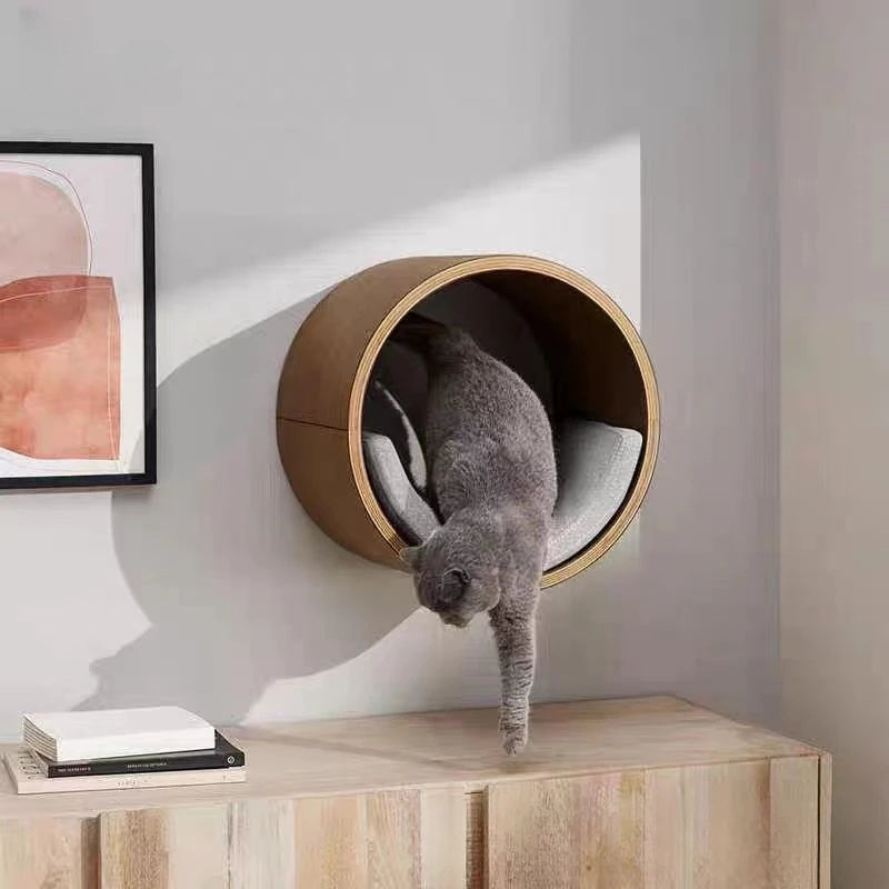Solid Wood Cat Climbing Frame Wall Hanging Cats Nest Cat Tree Jumping Platform Not Easily Deformed Pet Furniture Products