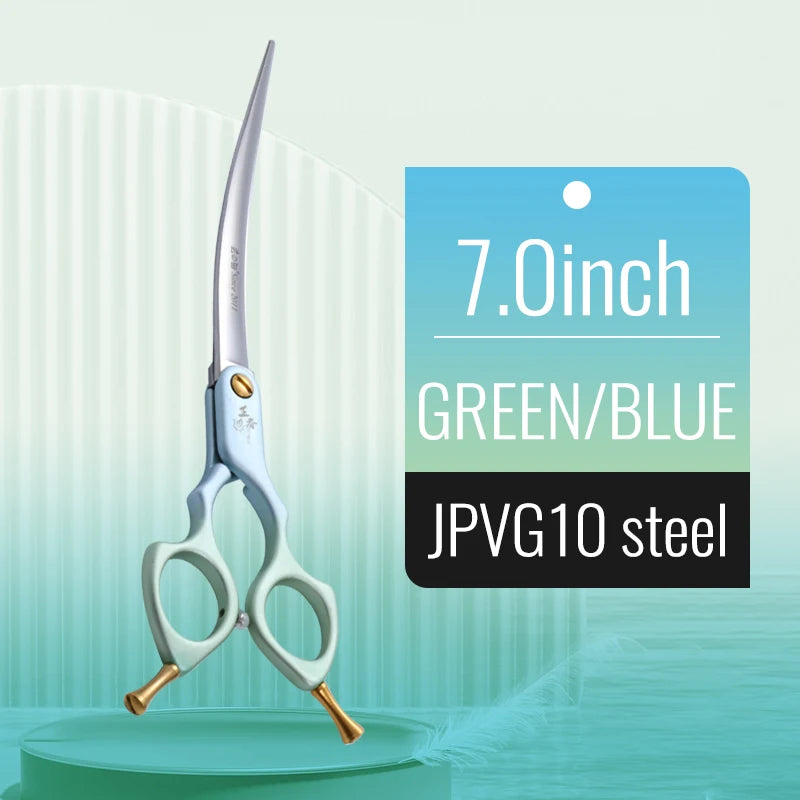 Fenice 6.0/6.5/7 Inch Professional Dog Grooming Scissors Curved Japan 440C Shear with High Quality Alloy Handle aseo de mascotas