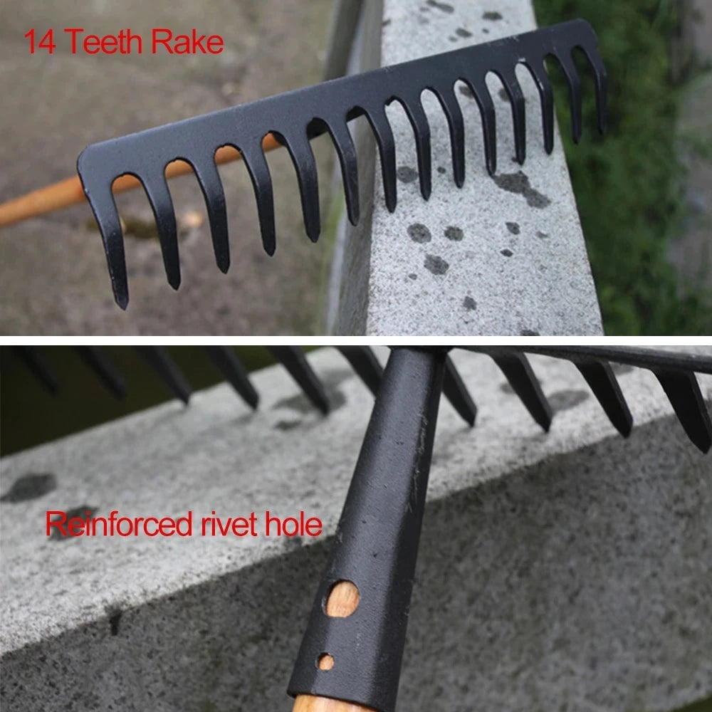 Farming Rake Stainless Steel Rake 14-Tooth Hay Deciduous Rake Pine Soil Rake Garden Gardening Tools Agricultural Farm Tools jardineria herramienta rastrillo jardin garden tools jardineria herramienta